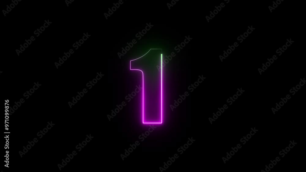 Glowing Light Number 1 Animation on Black Background Glowing Light Number 1 Animation on Black Background