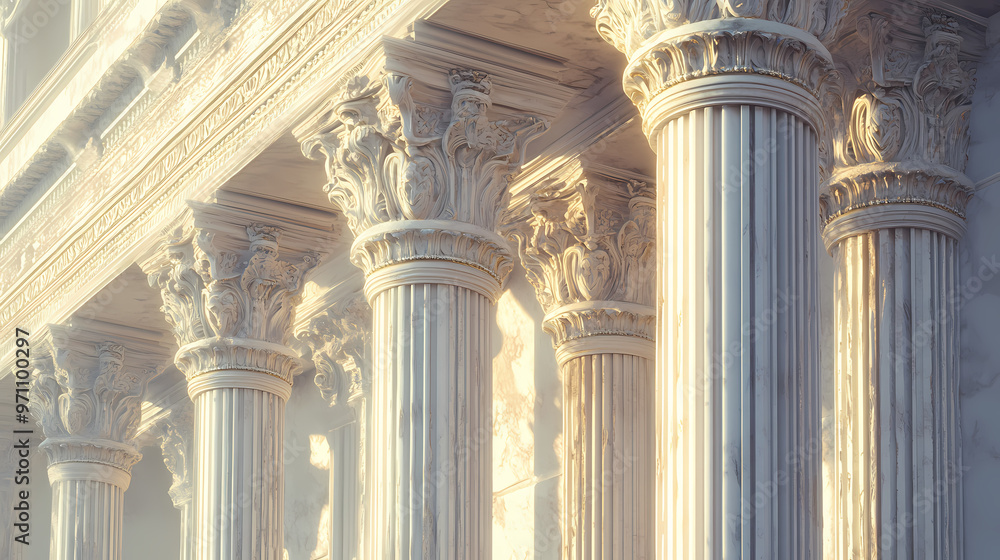 Fototapeta premium Details of the building of marble pillars. created using generative ai technology. Roman Empire. Illustration