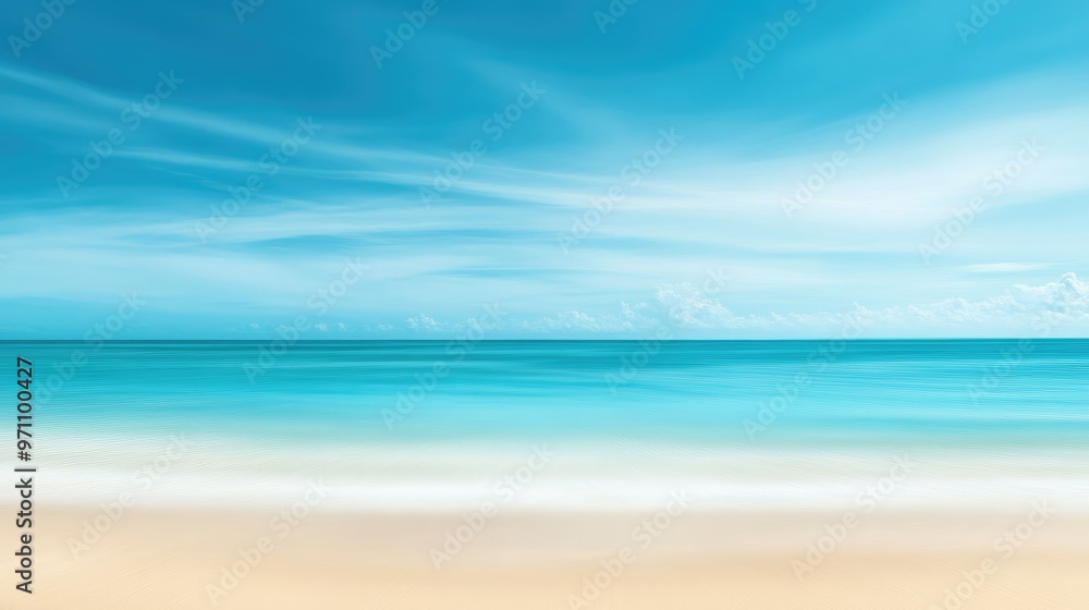 Tranquil tropical sandy beach with a blurred sea and clear blue sky, evoking summer relaxation. Tranquil tropical sandy beach with a blurred sea and clear blue sky, evoking summer relaxation.