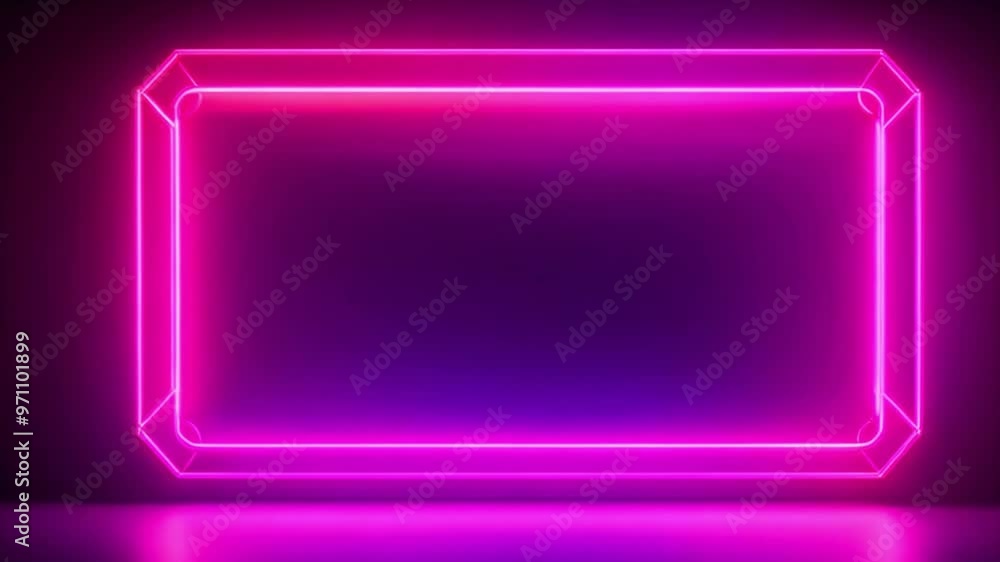 Horizontal rectangular frame neon purple and pink frame. On a dark background. Horizontal rectangular frame neon purple and pink frame. On a dark background.