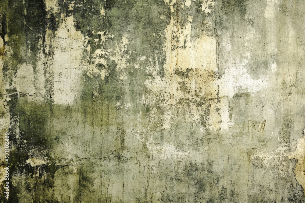 A grunge wall texture in olive green, showing heavy wear with stains, scratches, and patches of missing paint. A grunge wall texture in olive green, showing heavy wear with stains, scratches, and patches of missing paint.