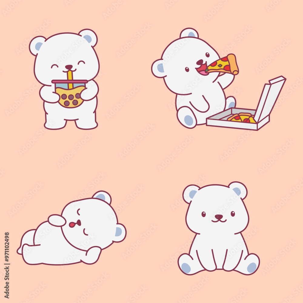 Cute Polar Bear Cartoon Illustration Vector Cute Polar Bear Cartoon Illustration Vector