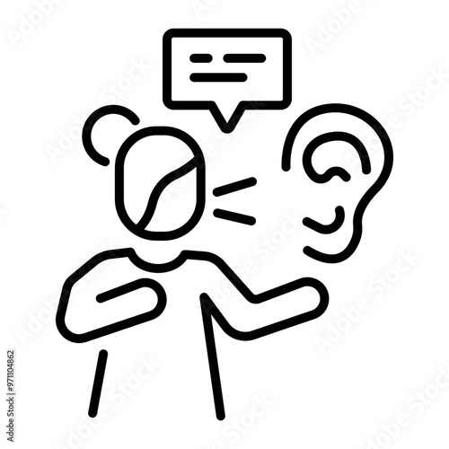 A line style icon of active listening 