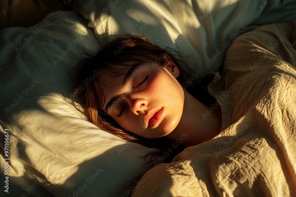 A tranquil scene of an individual sleeping under covers bathed in gentle morning light, showcasing a peaceful moment of rest and relaxation in a cozy bedroom setting. A tranquil scene of an individual sleeping under covers bathed in gentle morning light, showcasing a peaceful moment of rest and relaxation in a cozy bedroom setting.