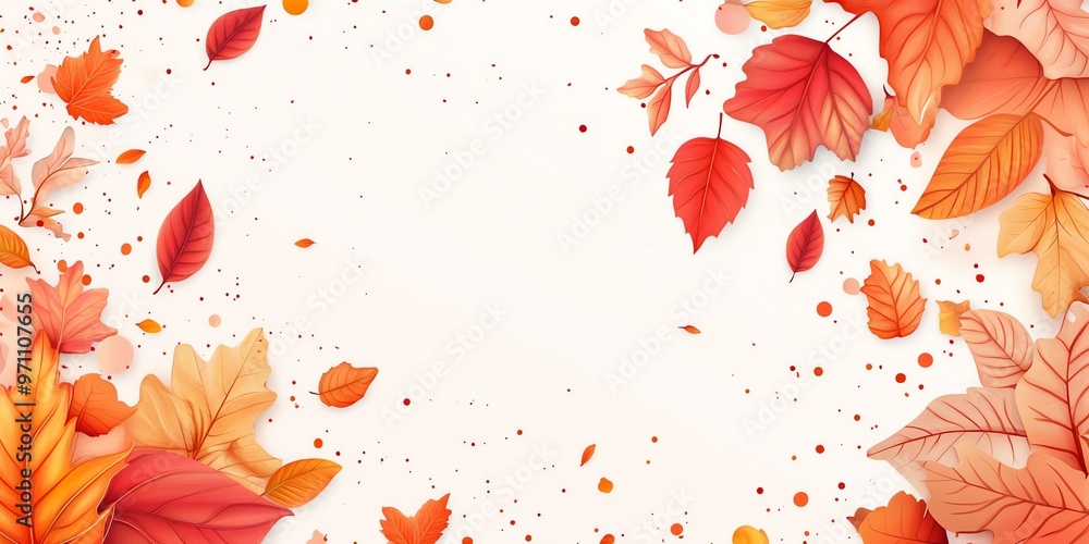 Autumn floral frame space for text with red leaves Autumn floral frame space for text with red leaves