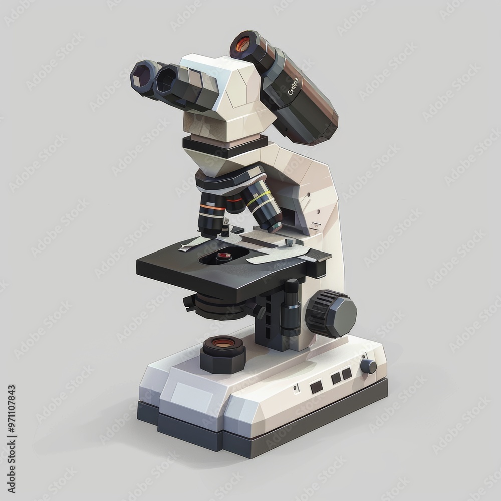 Minimalist Pixel Art Microscope on White Background Minimalist Pixel Art Microscope on White Background