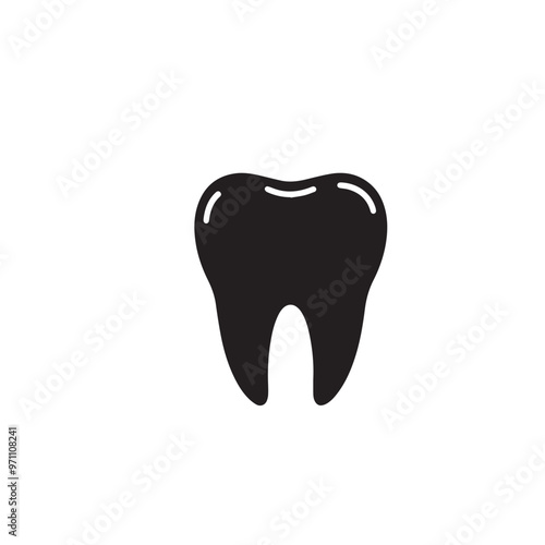 Tooth vector design. Tooth silhouette. Tooth illustration black and white.