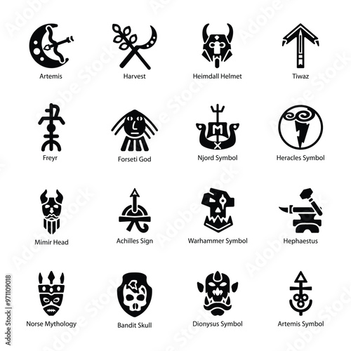 Set of Nordic Glyph Style Icons 

