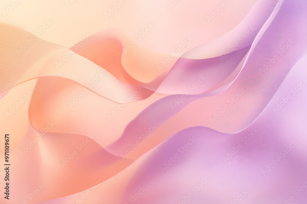 Obraz premium A soft, pastel background in peach and lavender, with curved shadows that add a delicate, romantic touch.