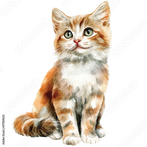 cute cat watercolor clipart illustration isolated
