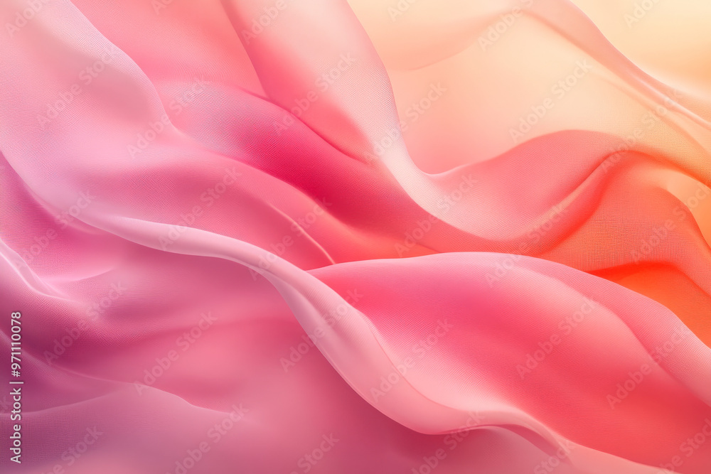Obraz premium A soft, soothing background in pastel shades of pink and coral, featuring gentle curved shadows that add a sense of calm and relaxation.