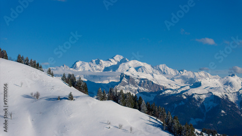 Photo du massif du Mont blanc en drone