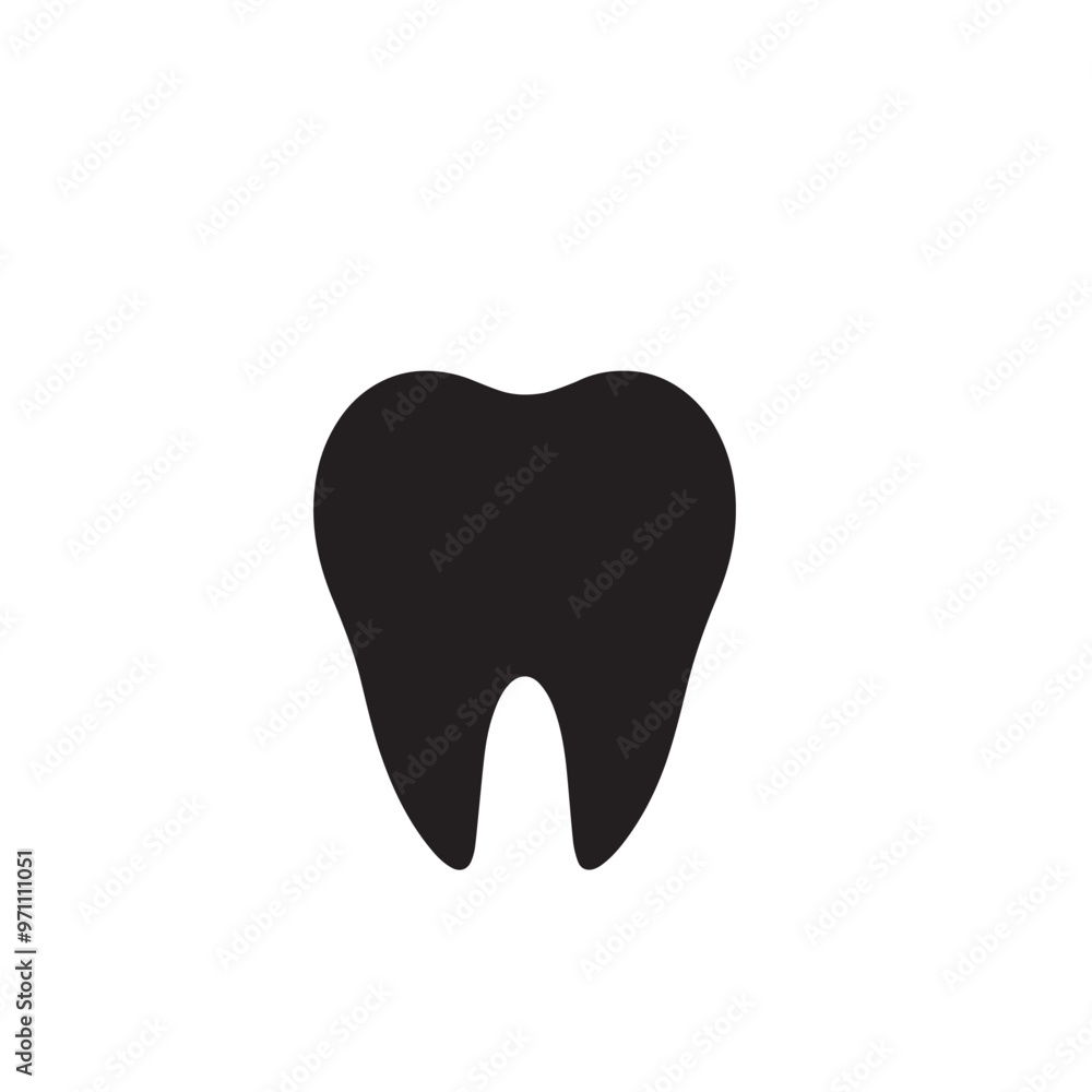 Tooth vector design. Tooth silhouette. Tooth illustration black and white.