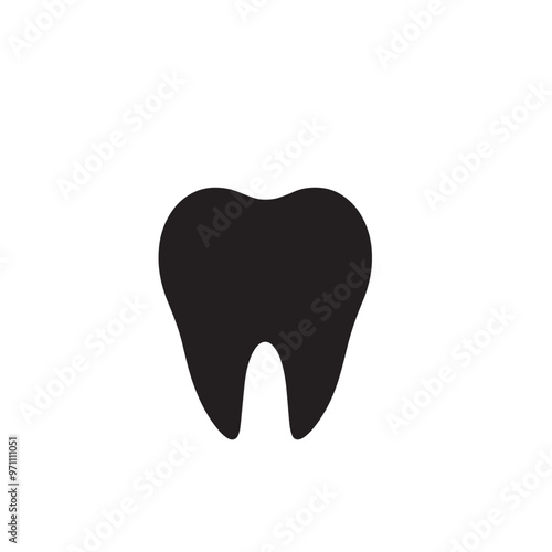 Tooth vector design. Tooth silhouette. Tooth illustration black and white.