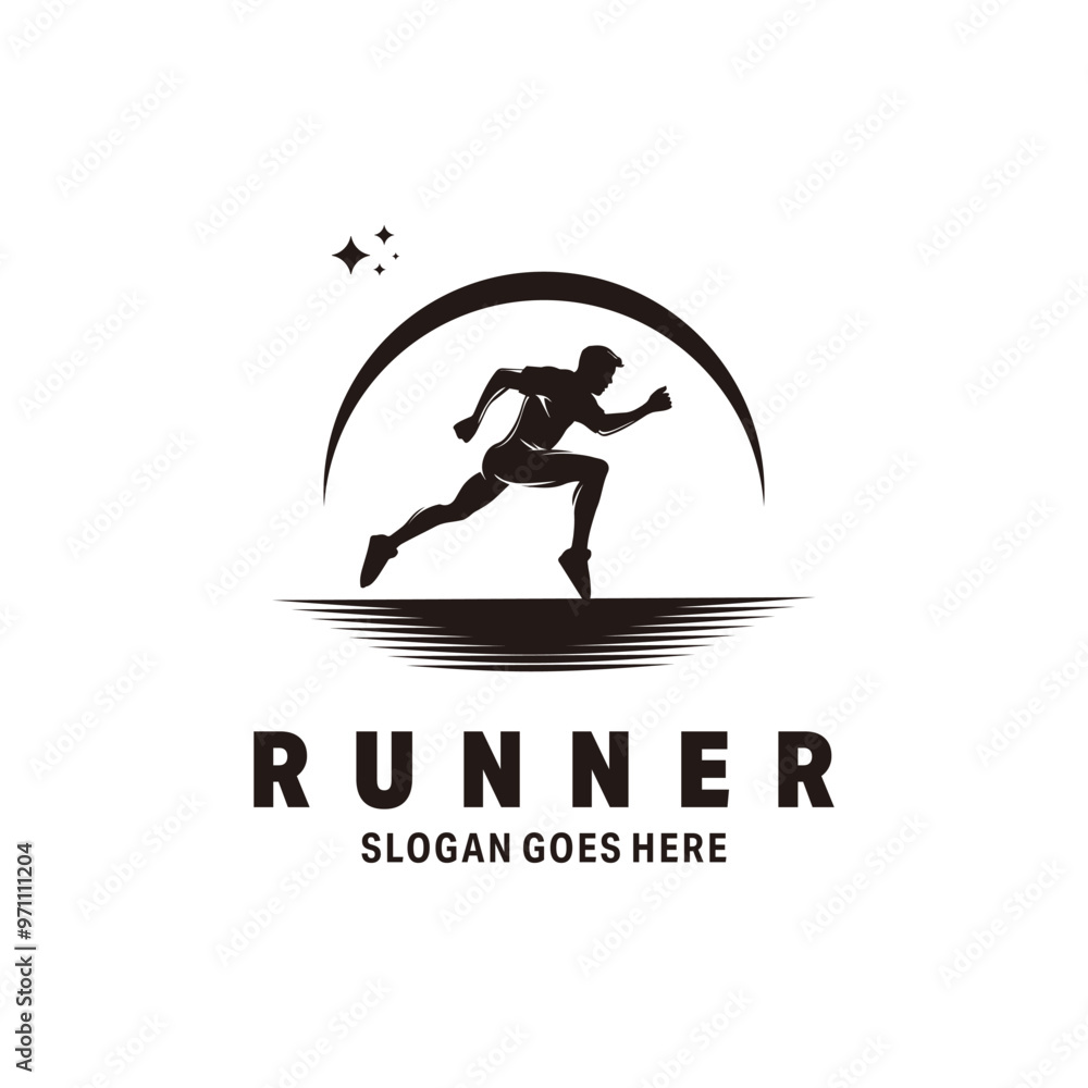 Naklejka premium Runner sport silhouette logo design