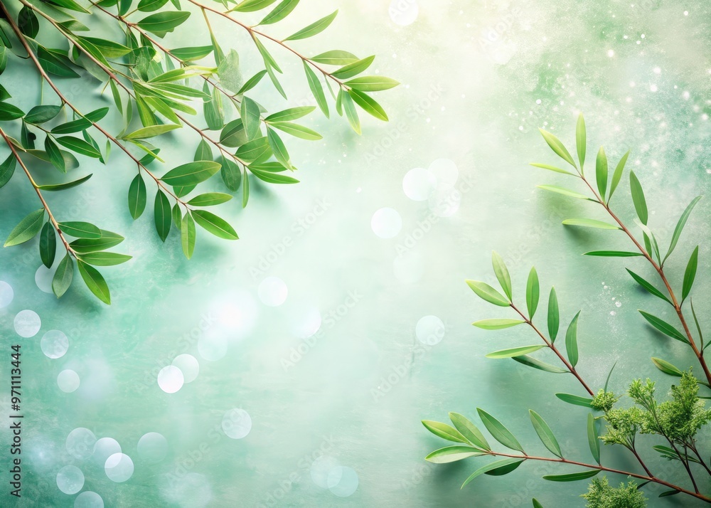 Serene minimalistic background featuring a gentle blend of soft green foliage, delicate branches, and subtle natural textures, evoking a sense of calm and tranquility. Serene minimalistic background featuring a gentle blend of soft green foliage, delicate branches, and subtle natural textures, evoking a sense of calm and tranquility.