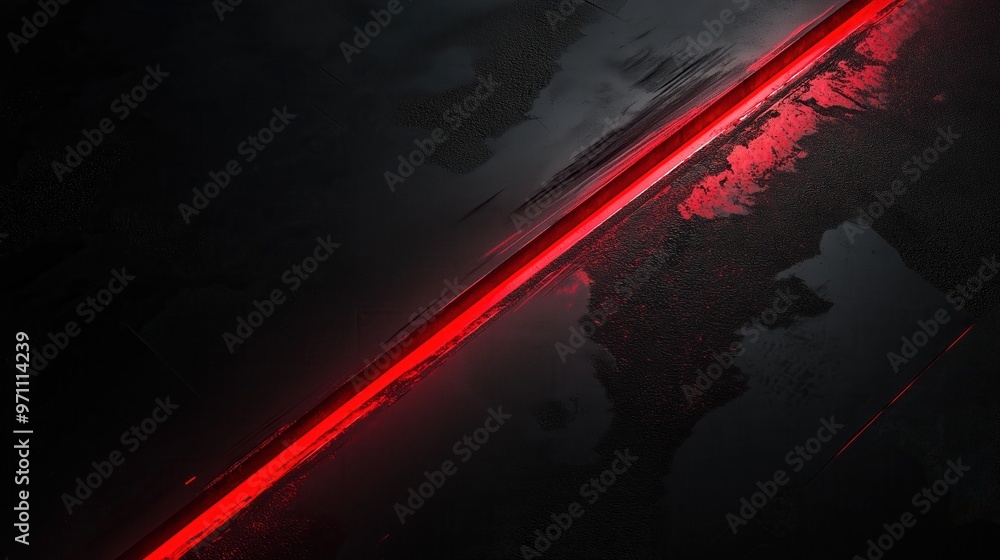 Naklejka premium A red line is shown on a black background. The red line is long and thin, and it is glowing. The image has a futuristic and mysterious feel to it