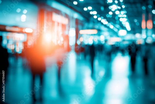 Wallpaper Mural People blurred in an abstract expo background, a business and industrial concept Torontodigital.ca