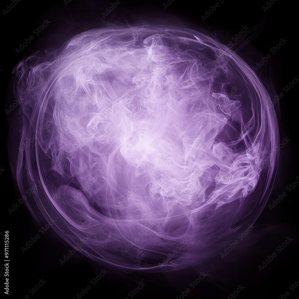 Obraz premium A black background is overlaid with a mysterious fire light effect, a purple plasma portal, and circle light effects