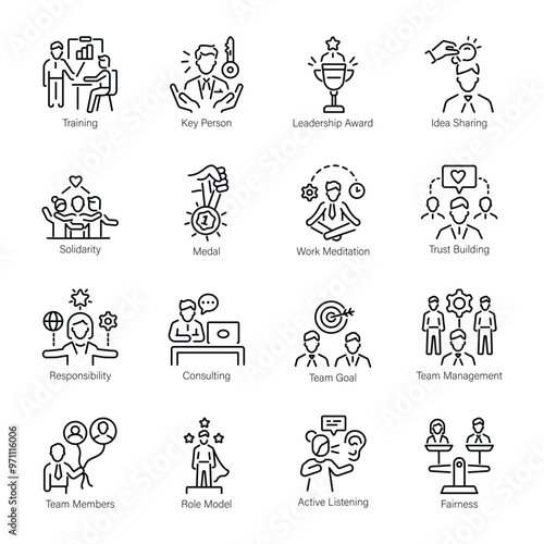 Bundle of Outline Style Team Management Icons

