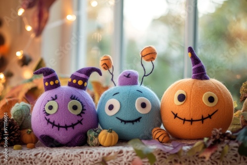 Halloween is a non-scary decor for children with soft felt and smiling characters, funny and cute, not creepy.