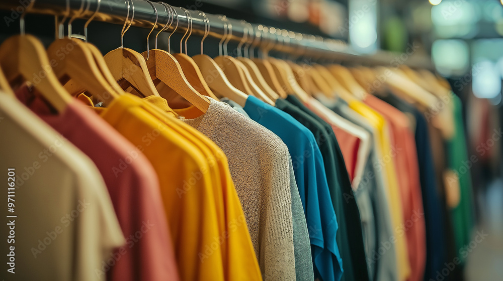 Clothes hanging rail in clothes shop