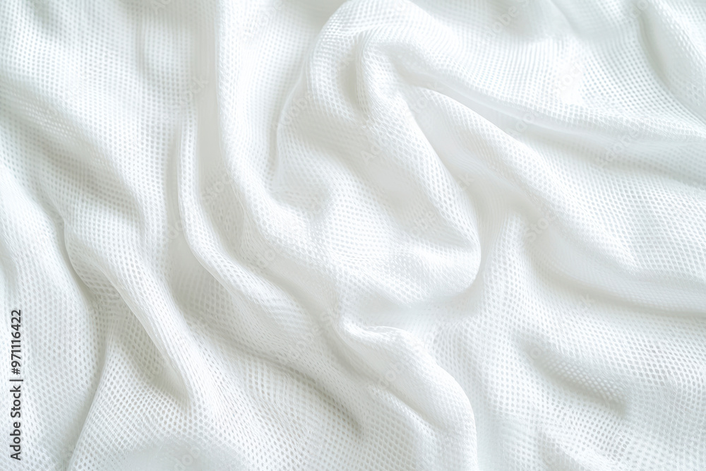 Fototapeta premium White sports clothing fabric football shirt jersey texture abstract background.