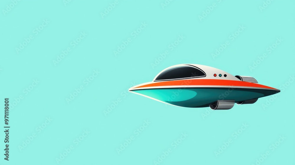 A vibrant illustration of a futuristic spaceship flying against a blue background. Perfect for science fiction and adventure themes. A vibrant illustration of a futuristic spaceship flying against a blue background. Perfect for science fiction and adventure themes.