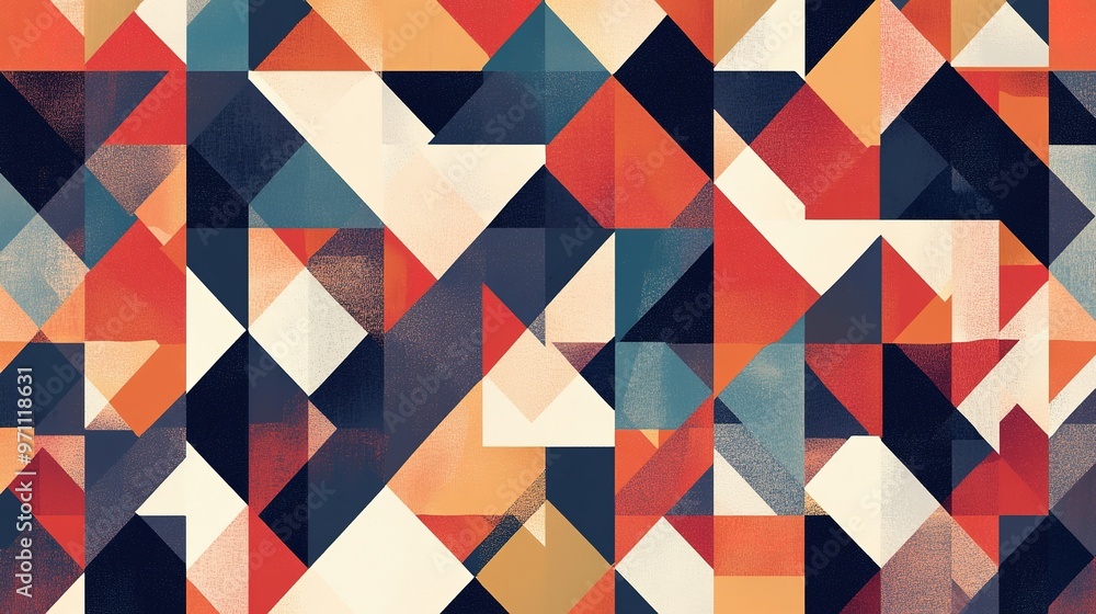 Seamless geometric pattern with triangles and squares, illustration. Seamless geometric pattern with triangles and squares, illustration.