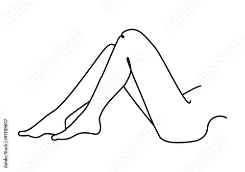 Aesthetic female hips and thighs hand drawn with tile line art.
