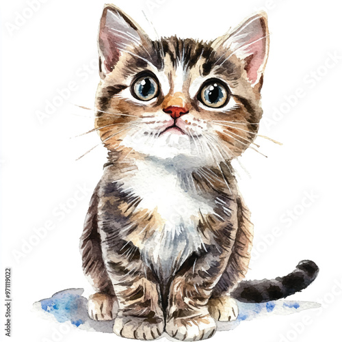 cute cat watercolor clipart illustration isolated
