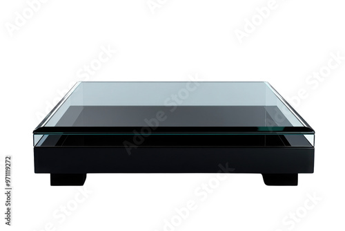 Modern glass coffee table with a sleek design, perfect for enhancing contemporary living spaces and creating an elegant atmosphere.