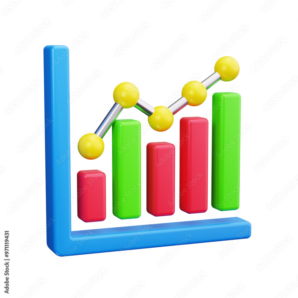 histogram 3d render icons histogram 3d render icons