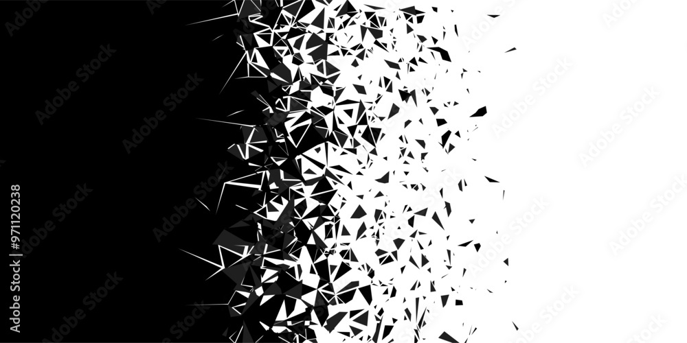 Abstract shatter background. cloud of pieces and fragments after wall explosion. Destruction effect. Vector illustration