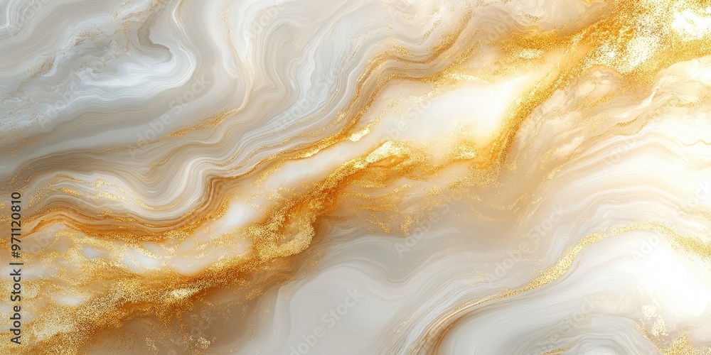 A luxurious close-up of swirling liquid gold and creamy marble textures, blending seamlessly to create an elegant and rich visual, perfect for high-end product designs, luxury branding, or interior de A luxurious close-up of swirling liquid gold and creamy marble textures, blending seamlessly to create an elegant and rich visual, perfect for high-end product designs, luxury branding, or interior de