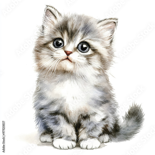 cute cat watercolor clipart illustration isolated