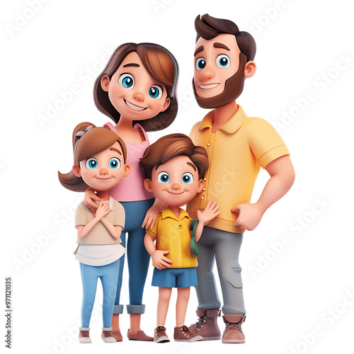 Cute family with children avatar character