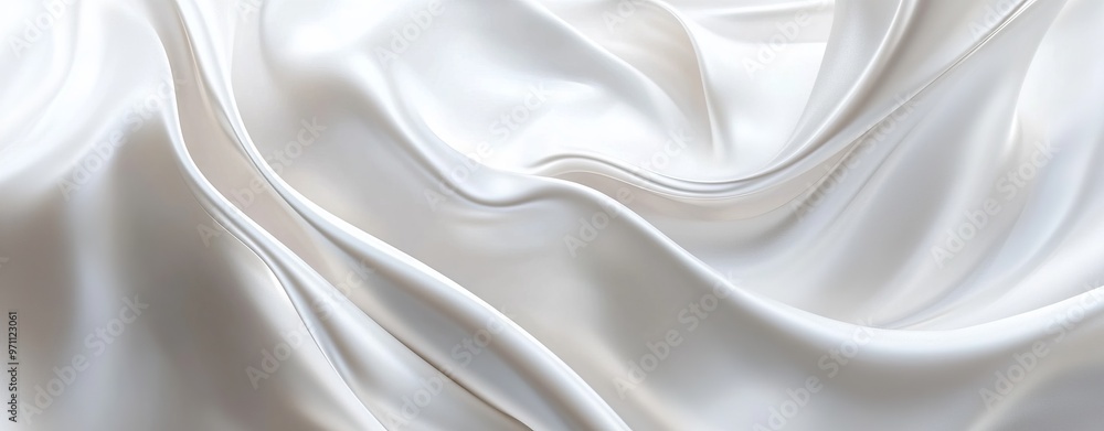 Obraz premium Elegant White Background with Wavy Lines and Smooth Curves for Packaging Decoration. AI generated illustration.