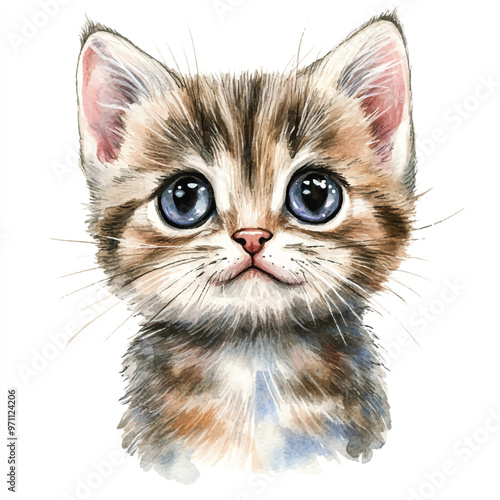 cute cat watercolor clipart illustration isolated