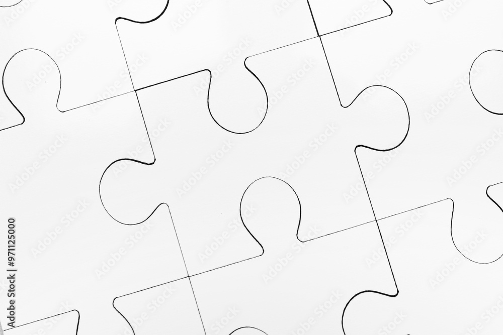 Fototapeta premium White puzzle as background, top view. Intellectual game
