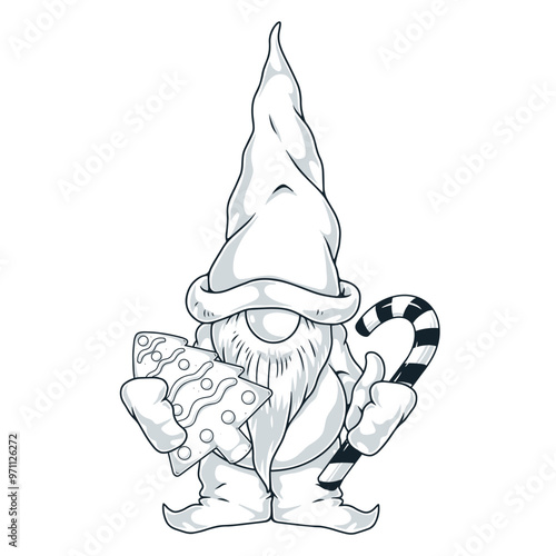 New years gnome element monochrome