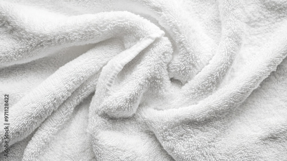 Close-Up of White Plush Towel Texture with Fluffy Folds, Spa and Beauty Salon Concept. AI generated illustration Close-Up of White Plush Towel Texture with Fluffy Folds, Spa and Beauty Salon Concept. AI generated illustration