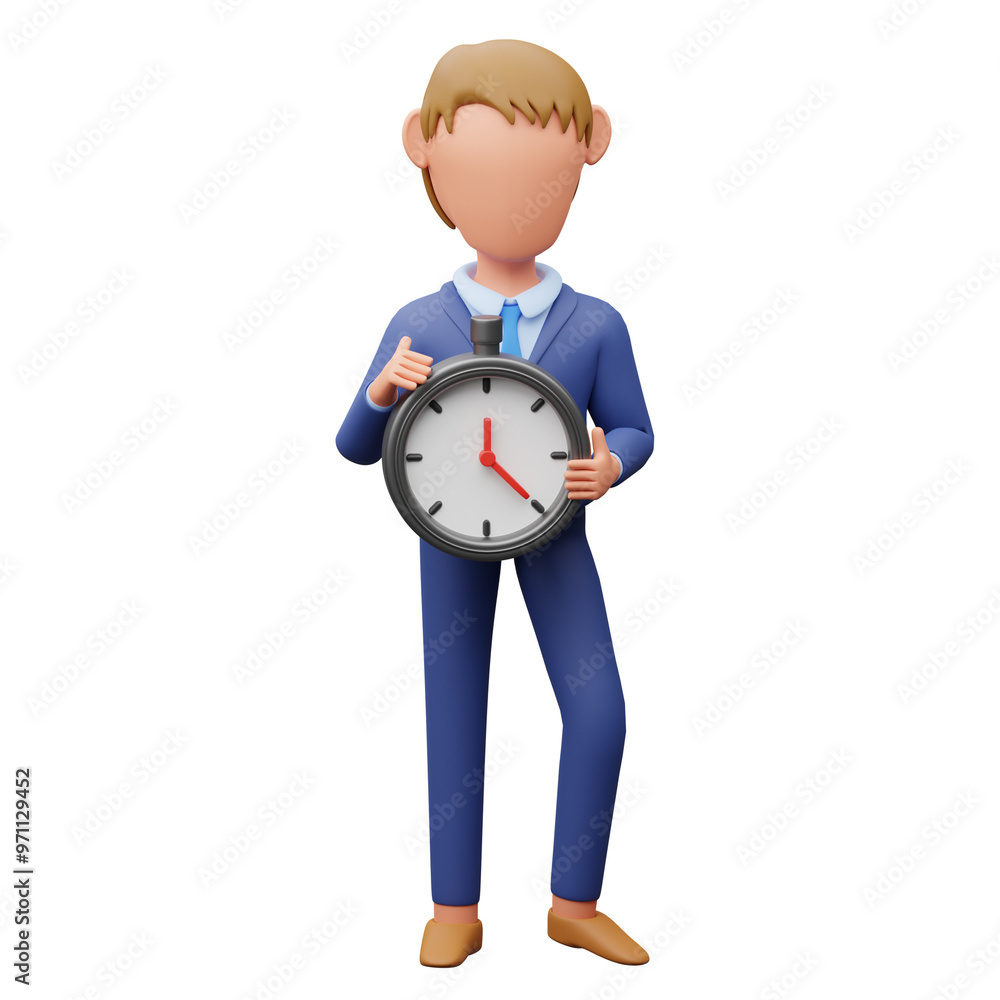 Businessman Holding Stopwatch 3d illustration Businessman Holding Stopwatch 3d illustration