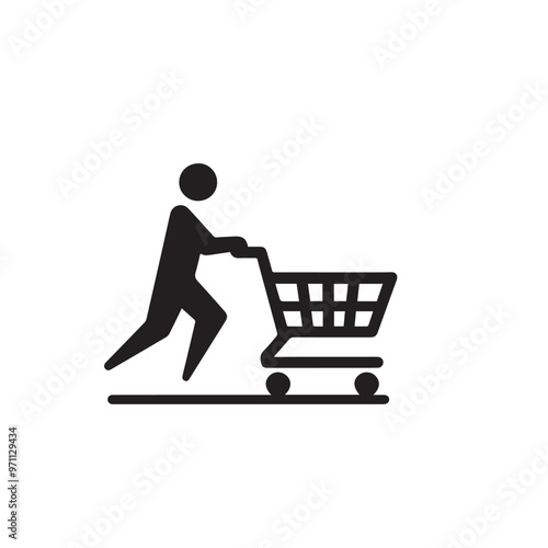 Shopping cart silhouette. Shopping trolley vector design. Shopping cart vector illustration isolated on white. background.