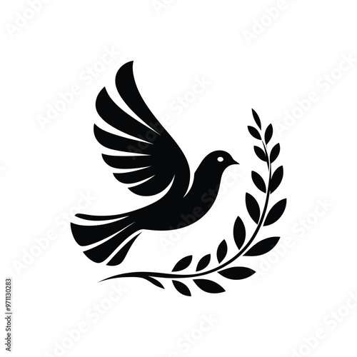 Dove with Olive Branch Silhouette: A Timeless Symbol of Peace, Unity, and Harmony for International Peace Day and Beyond