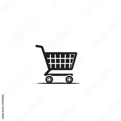 Shopping cart silhouette. Shopping trolley vector design. Shopping cart vector illustration isolated on white. background.