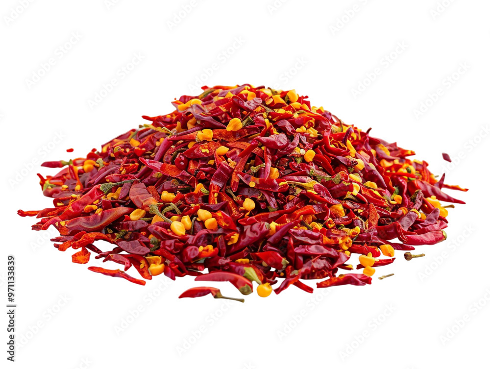 Naklejka premium pile of chili peppers isolated against a transparent background