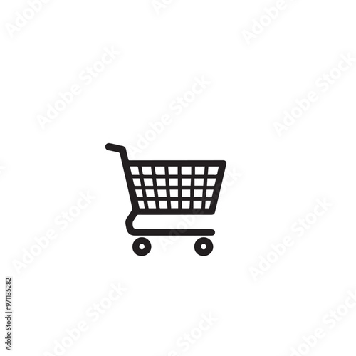 Shopping cart silhouette. Shopping trolley vector design. Shopping cart vector illustration isolated on white. background.