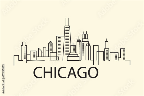 Chicago city buildings lineart vector suitable for background needs