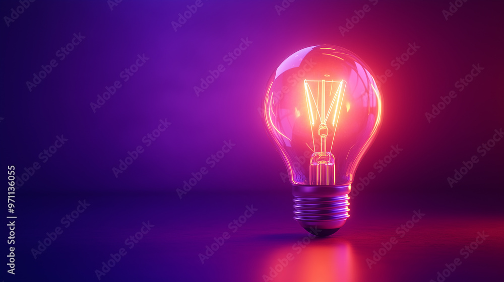 Radiant Light: Glowing Bulb with Purple Aura on Dark Backdrop Radiant Light: Glowing Bulb with Purple Aura on Dark Backdrop